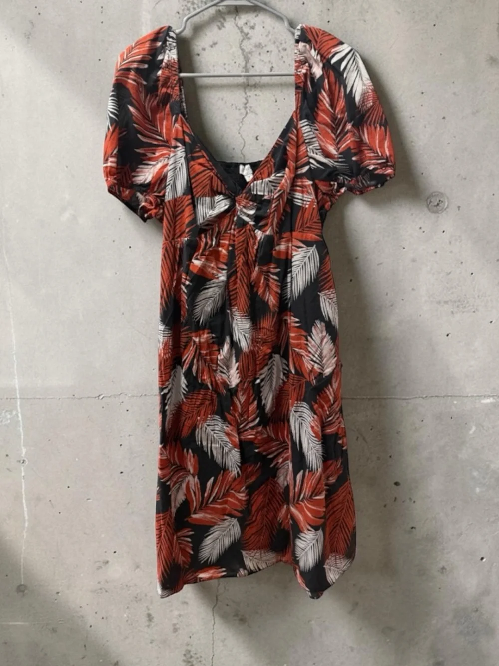 J.crew  Rust Leaf Print Puff-Sleeve Midi Dress 100% cotton dress size 18